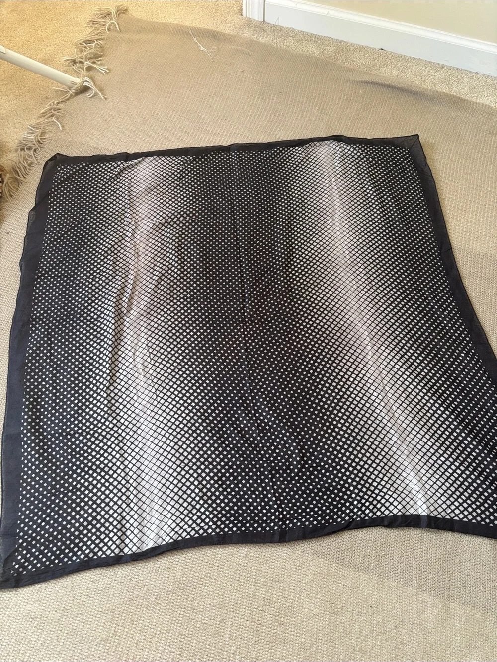 Black and White Diamond Pattern 100% Cotton Scarf 34” x 35”